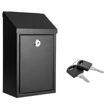 Metal Donation Box-Suggestion Box with Slot and Lock-Cash Lock Box for Money-Drop Box-Comment and Ballot Voting Box
