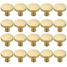 20pcs Solid Single Hole Kitchen Round Cabinet Knobs Zinc Alloy Pulls Drawer Knobs Kitchen Cabinet Hardware Handles Gold