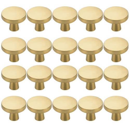 20pcs Solid Single Hole Kitchen Round Cabinet Knobs Zinc Alloy Pulls Drawer Knobs Kitchen Cabinet Hardware Handles Gold
