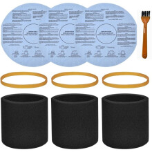 3 Pack 90585 Foam Sleeve Filter and 3 Pack 90107/90137 Wet Dry Vac Filter for Most 5 Gallon Vacuum Cleaner