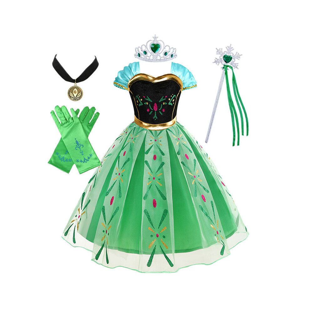 Photos - Fancy Dress ) Anna Princess Dress for Kids Cosplay Frozen Costume Fancy Birthday Carnival Party Prom Dress Role Play Clo(7-8Y (Size 140)