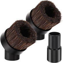 Soft Horse Hair Vacuum Brush Attachment-1 1/4" Round Vacuum Brush with 1-1/4" to 1-3/8" Adapter for Most Vacuum Cleaners