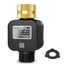 Water Flow Meter with Brass Inlet Gallon/Liter Consumption & Flow Rate Monitor for RV, Garden Hose, Lawn