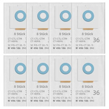 8 Pack 496186 Dust Bags Accessories for CT 36/CTM 36 E/CTL 36E CLEANTEC Series Dust Extractors SC FIS-CT 36/5