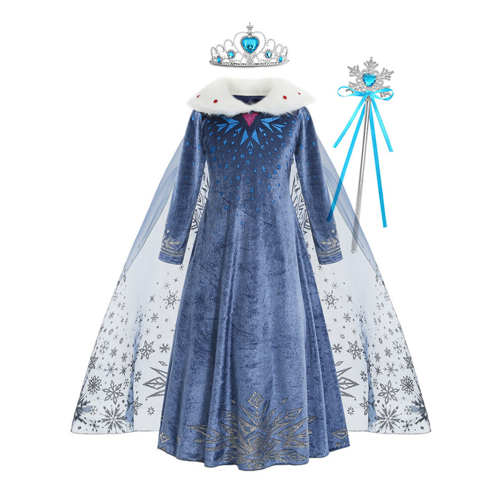 Photos - Fancy Dress ) Elsa Princess Dress Girl Birthday Party Cosplay Winter Carnival Costume Kids Evening Long Sleeve Clothes Sno(3Y (Size 110)