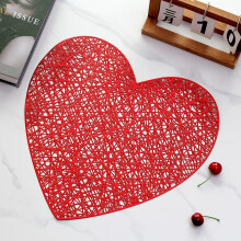 (Love-heart-red) Placemats Set of Light Luxury Placemat Table Mat Wide Application PVC Table Decor Round Protector Mat Heat Resistant Pad