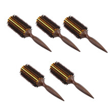 5X Rechte Twill Haarkam Natuurlijke Varkenshaar Rollende Borstel Ronde Vat Blazen Curling DIY Kappers Styling Tool