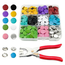 Metal Snap Button Kit, 9.5mm Solid Snaps with Fastener Pliers for DIY Crafting and Clothing (100 Sets, 10 Colors)