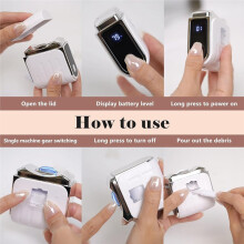Electric Nail Clipper, Automatic Nail Trimmer with Digital Display, 3 Speeds, LED Light, USB Rechargeable