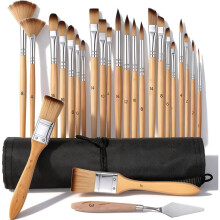 25 PCS Acrylic Paint Brush Set,Expert Synthetic Nylon Bristles Paint Brush Kit with Short Handle Wide Flat & for Acrylic