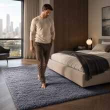 (160cm x 230cm (5ft 3" x 7ft 6"), Grey Shaggy Rugs) Fluffy Rug Non-Slip Shaggy Rugs Living Room Carpet
