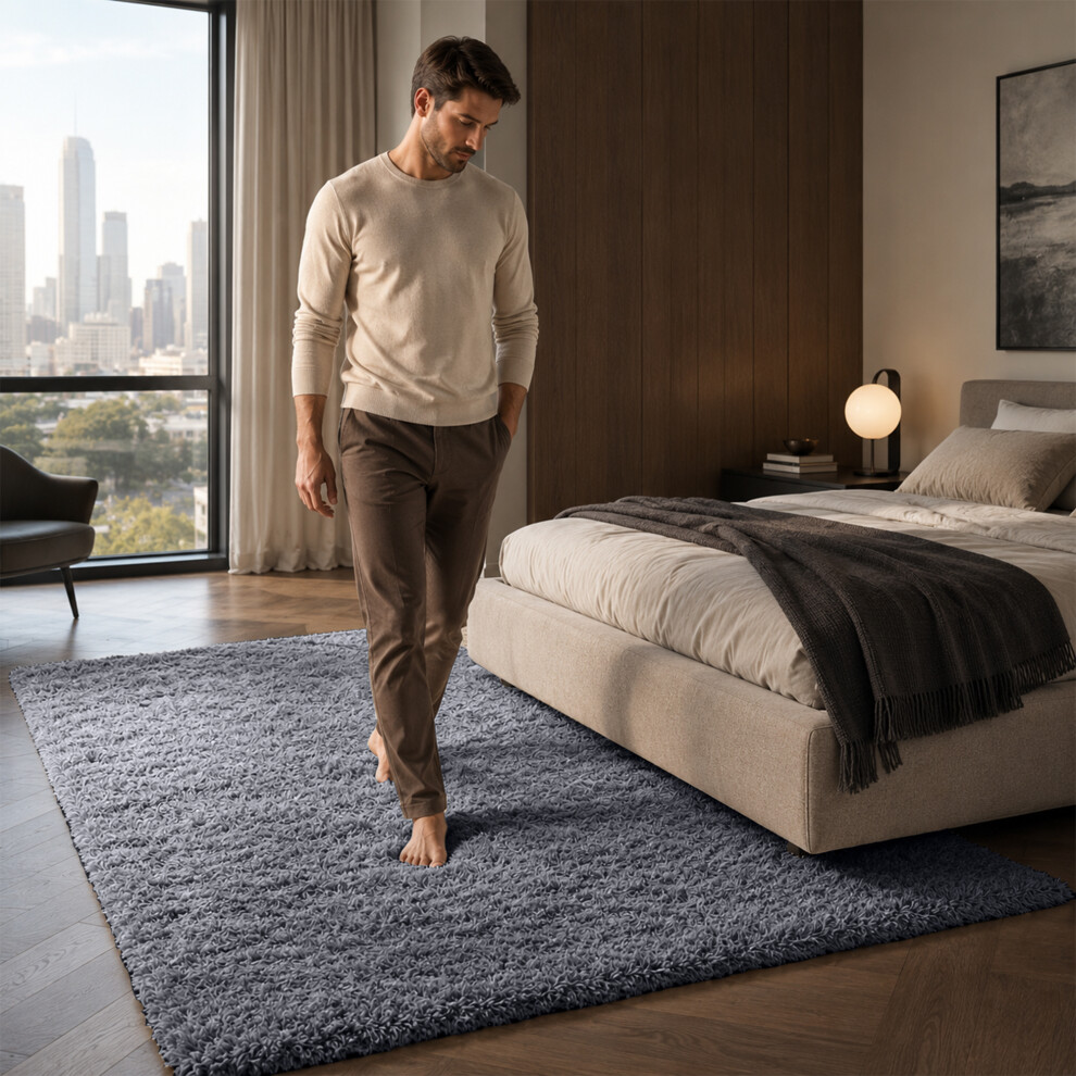 Imperial Rooms (160Cm X 230Cm (5Ft 3" X 7Ft 6"), Shaggy Rugs) Fluffy Rug Non-Slip Shaggy Rugs Living Room Carpet Grey