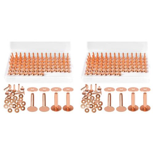 308Pcs Copper Rivets for Leather,Smooth Leather Rivets, Pure Copper Rivets and Burrs for Leather Work Jeans Jacket