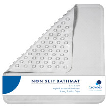Croydex Rubagrip Square Shower Mat - Secure Grip Suction Cups for a Non Slip Shower Mat with Anti Mould and Anti-Bacterial Additive Made From Natural