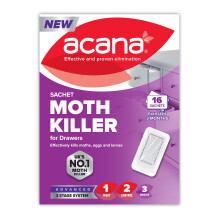 Acana Sachet Moth Killer 16 Pack- For Drawers & Storage- Protects Clothing & Bed