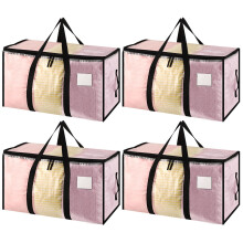 Dntorx 4 Pack 90L Clothes Storage Bags with Lids Clear Moving Bags