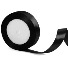 20mm Wide Black Ribbon for Gift Wrapping 22m, Black Ribbons Fabric Satin Ribbons for Present Wrapping Ribbon Christmas Florist Bouquet Cake Hair Bow