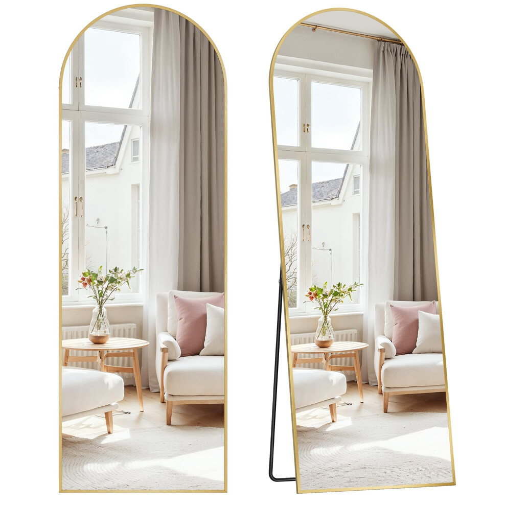 Songmics Full Length Mirror, 160 X 50 Cm, Arched Full Body Mirror With Stand, Aluminium Alloy Frame, Tempered Glass, For Bedroom, Living Room, Cloakr