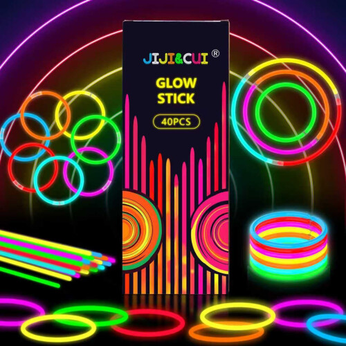 JIJI&CUI Glow Sticks 40pcs [8-Hour Ultra Bright]