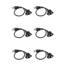 6pcs 1FT RJ45 Male to Female Screw Panel Mount Ethernet LAN Network Extension Cable