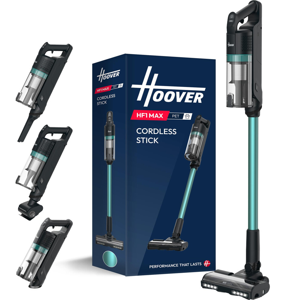 Hoover Hf1 Max Cordless Vacuum Cleaner Anti Hair Wrap 200W, 50-Min Runtime Rechargeable, 3 Speeds, Double Edge Cleaning, Led Headlight, Hepa Fliter,
