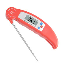 Flintronic Digital Instant Read Meat Thermometer, High Accuracy Foldable Long Probe Food Cooking Thermometer with F/C, Auto On/Off, Red