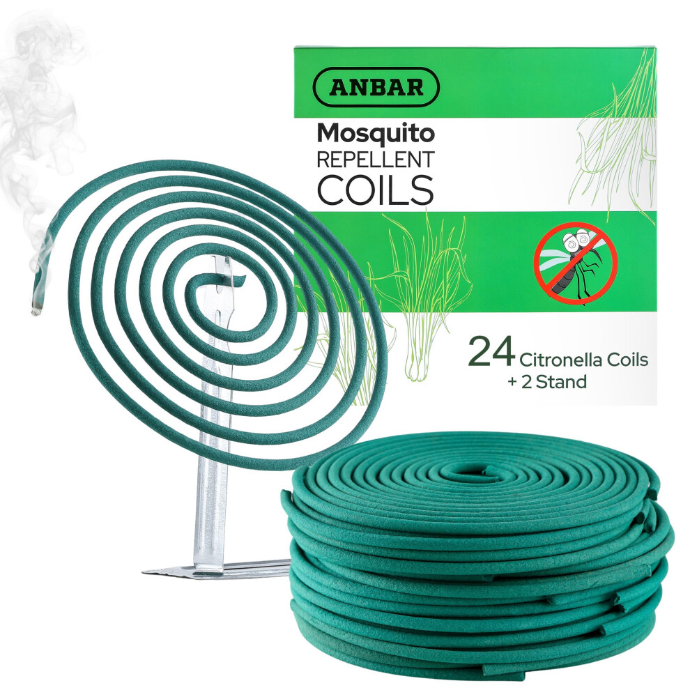 Anbar Mosquito & Insect Repellent Citronella Incense Coils For Outdoor Living - Handmade Natural Coils For Patios, Camping, Backyards & Gardens. Long