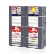 KALAHOL 90L Large Capacity Clothes Storage Bags with Zips, Storage Boxes with Lids, Reinforced Handle, Foldable, Thick Fabric, for Comforters