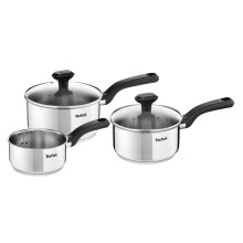Tefal Comfort Max Stainless Steel 3-Piece Pan Set, Glass Lids