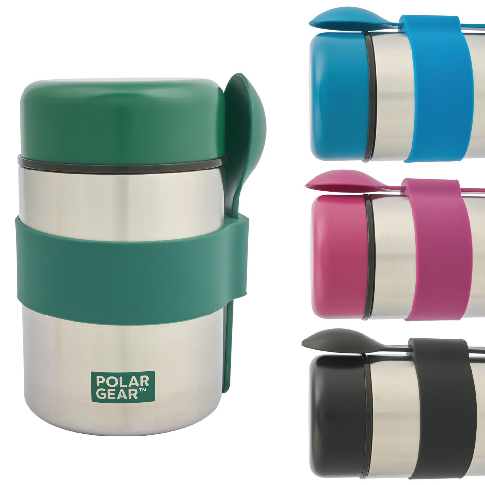 Polar Gear Insulated Food Flask – Triple Layer Stainless Steel Soup & Food Container With Spoon – Keep Meals & Drinks Hot For 6 Hours & Cold For 6