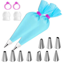 16 Pcs Piping Bags and Nozzles Set – Reusable Icing Piping Kit with Frosting Bags, Stainless Steel Tips & Couplers – Cake Decorating Tools for Cup