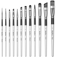 Nicpro 12 PCS Artist Paint Brush Set, Craft Paint Brushes for Acrylic Painting, Oil, Watercolour, Gouache, Tempera, Face, Body, Fabric, Leather, Mode