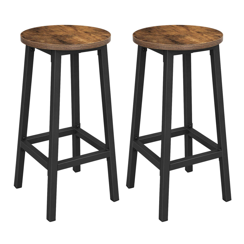 Vasagle Bar Stool Set Of 2 Round Chair High Kitchen Seat Steel Frame
