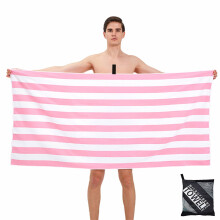 Large Microfibre Beach Towel for Adult,160x90cm Double Sides Pink Striped Sand Free Beach Towel,Lightweight Quick Dry Travel Swim Towel with
