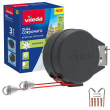 Vileda Dual Cordomatic Retractable Washing line 30m | 2x 15m clothes line holds up to 30kg | Extendable Clothes Line | Automatic retraction | Strong