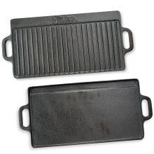 Andes Double Sided Cast Iron Griddle Plate with Handles