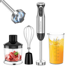 Bonsenkitchen Stainless Steel Hand Blender, 4-in-1 Stick Blender 1000W, 20 Speed Adjustable, with Whisk, 500ml Chopper and 700ml Measuring Cup