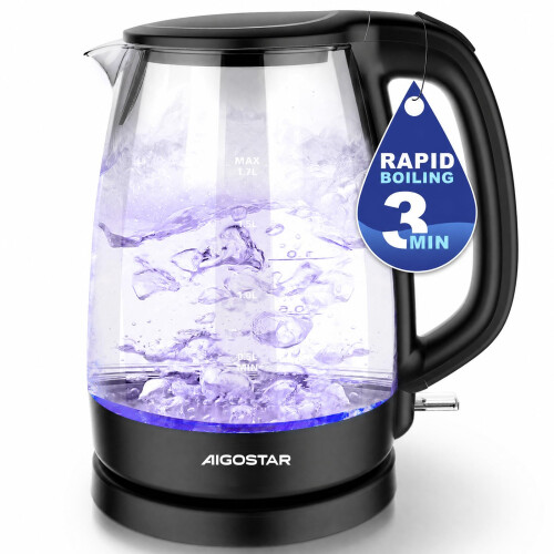 Aigostar Glass Electric Kettle with Blue Illumination