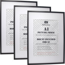 A1 Black Picture Frame Set of 3,for A2(41x58.4cm),A2 Poster Frames for Photographs, Lightweight MDF, Horizontal/Vertical Wall Mounting