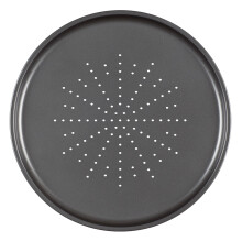 Prochef Non-Stick Large 32.5cm/12.5inch Carbon Steel Pizza Tray - Fridge, Freezer & Dishwasher Safe with 5 Year Guarantee - Black