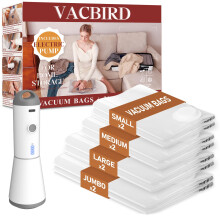 Vacbird Vacuum Storage Bags with Wireless Electric Pump for Clothes 8