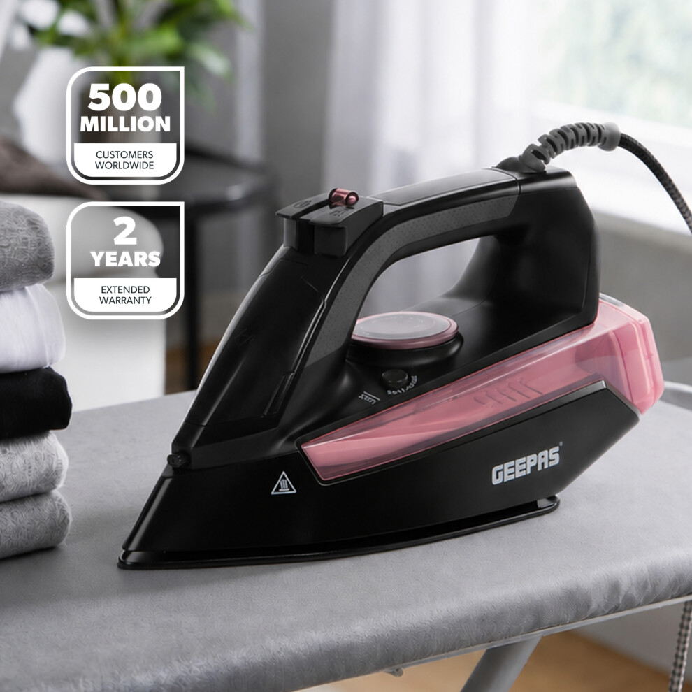 Geepas 2200W Steam Iron For Crisp Ironed Clothes Dry/Steam Function
