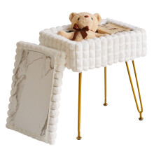 IBUYKE Rectangle Vanity Chair Ottoman, Footrest Stool, White WBD004W