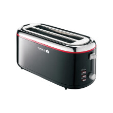 HOMILEC 4 Slice Toaster Black - Extra Wide Long Slots for Breads, Crumpets and Bagels, Reheat and Defrost with 5 Level Browning Control