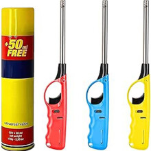 LUXTROUS Pack of 3 BBQ Kitchen Lighters With 1 Clipper Gas