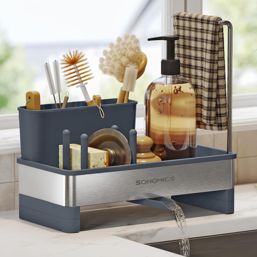 Songmics Kitchen Sink Caddy Tidy - Sink Organiser With Sponge Holder