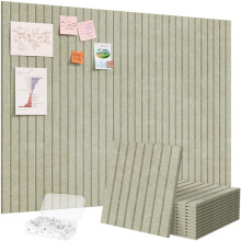 Lifewit Felt Slatted Bulletin Board with Self-Adhesive, 120 x 90 cm-12 Pack Cork Board Alternative, Pin Board Vision Board Message Board with 30 Push