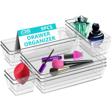 Clear Drawer Organiser Trays Set – Makeup Organiser Tray for Drawers – Versatile Makeup, Cosmetics, and Utensil Storage for Bedroom, Office, and K