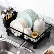 MHDCLY Dish Drainer Rack, Dish Drying Rack, Dish Rack, Dish Racks with Drain Board, Kitchen Accessories, Draining Board Rack, with Cutlery Holder, Ov