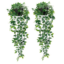 Artificial Hanging Plants,2 Pack Fake Hanging Plants with Pot,Greenery Faux Fake Ivy Decor, Fake Potted Plants for Home Indoor Outdoor Wall Patio Off